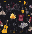 camping seamless pattern forest night vector image