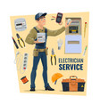 electrician worker tools and supplies vector image vector image