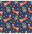 foxes and wild strawberries seamless pattern vector image