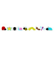 insect icon set line cute bugs caterpillar lady vector image vector image