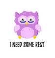 cute cartoon tired displeased owl doodle vector image