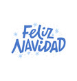 feliz navidad hand drawn blue lettering vector image
