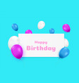 happy birthday banner with color balloons vector image vector image