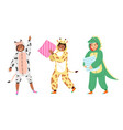 kids animal pajamas smiling boys and girls vector image vector image