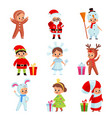 kids in christmas costumes xmas cartoon children vector image vector image