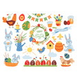 easter spring cute elements garden stickers vector image