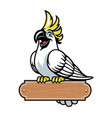 happy cartoon cockatoo bird stand on blank vector image