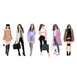 set women dressed in stylish trendy clothes vector image