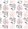 people one line drawing women faces pattern vector image vector image