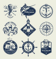 vintage monochrome nautical logos vector image vector image