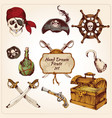 pirates colored icons set vector image
