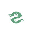 my planet hands embracing symbol logo vector image