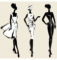 retro fashion models in sketch style fall winter vector image vector image