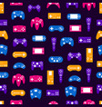 cartoon silhouette gamepad seamless pattern vector image
