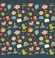 childish seamless pattern with baby and toys vector image