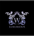metal luxury letter w elegant logo badge vector image