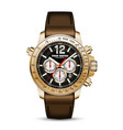 realistic watch clock chronograph gold steel vector image vector image