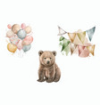 set of bear balloons festive garlands in 3d vector image vector image