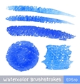 set of blue watercolor brush strokes vector image vector image