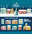 snowy night in cozy christmas town city panorama vector image vector image