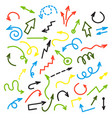 ink colorful arrows group of drawing arrow vector image