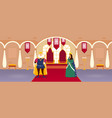 king and queen in court room in a palace vector image vector image