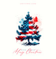 christmas patriotic card with tree colored in usa vector image