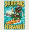hawaii surfing vintage colorful poster vector image