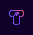 arrow letter t multimedia and play line logotype vector image