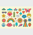 collection multicolored vintage pop art stickers vector image