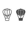 hot air balloon line and glyph icon transport vector image