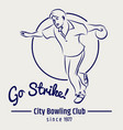 bowling club poster on grey backdrop vector image vector image