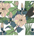 tropical seamless pattern with green leaves vector image
