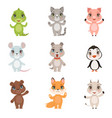 animal kids collection wild crocodile bear vector image