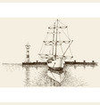 boat in harbor artistic hand drawing vector image vector image