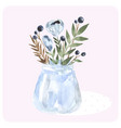hand drawn watercolor bouquet in the bank blue vector image vector image