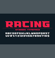 racing display font design alphabet typeface vector image vector image