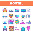color hostel tourist accommodation linear vector image