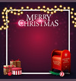 merry christmas square purple template vector image vector image
