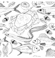 sea life doodle in lines vector image