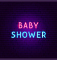 baby shower neon text vector image vector image