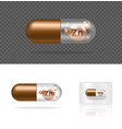 mock up realistic transparent pill vitamin zn vector image