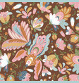 boho fantasy flowers seamless pattern folk floral vector image vector image