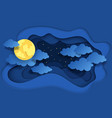 paper cut night sky dreamy background with moon vector image vector image