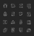 textile products chalk white icons set on dark vector image