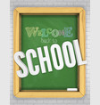 green chalkboard on a brick wall welcomes children vector image