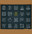 bitcoin chalk draw line icons set vector image vector image