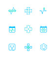 flat line medicine icons monochrome blue emblem vector image vector image