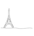 eiffel tower one line drawing isolated on white vector image vector image