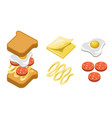 pepperoni sandwich ingredients and separate layers vector image
